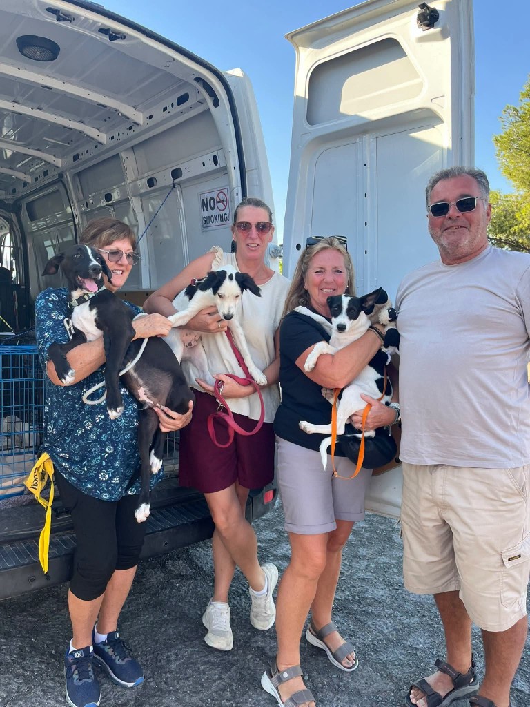 Clara, Caspar and Colby with Penny and Sandra before the drive to Madrid